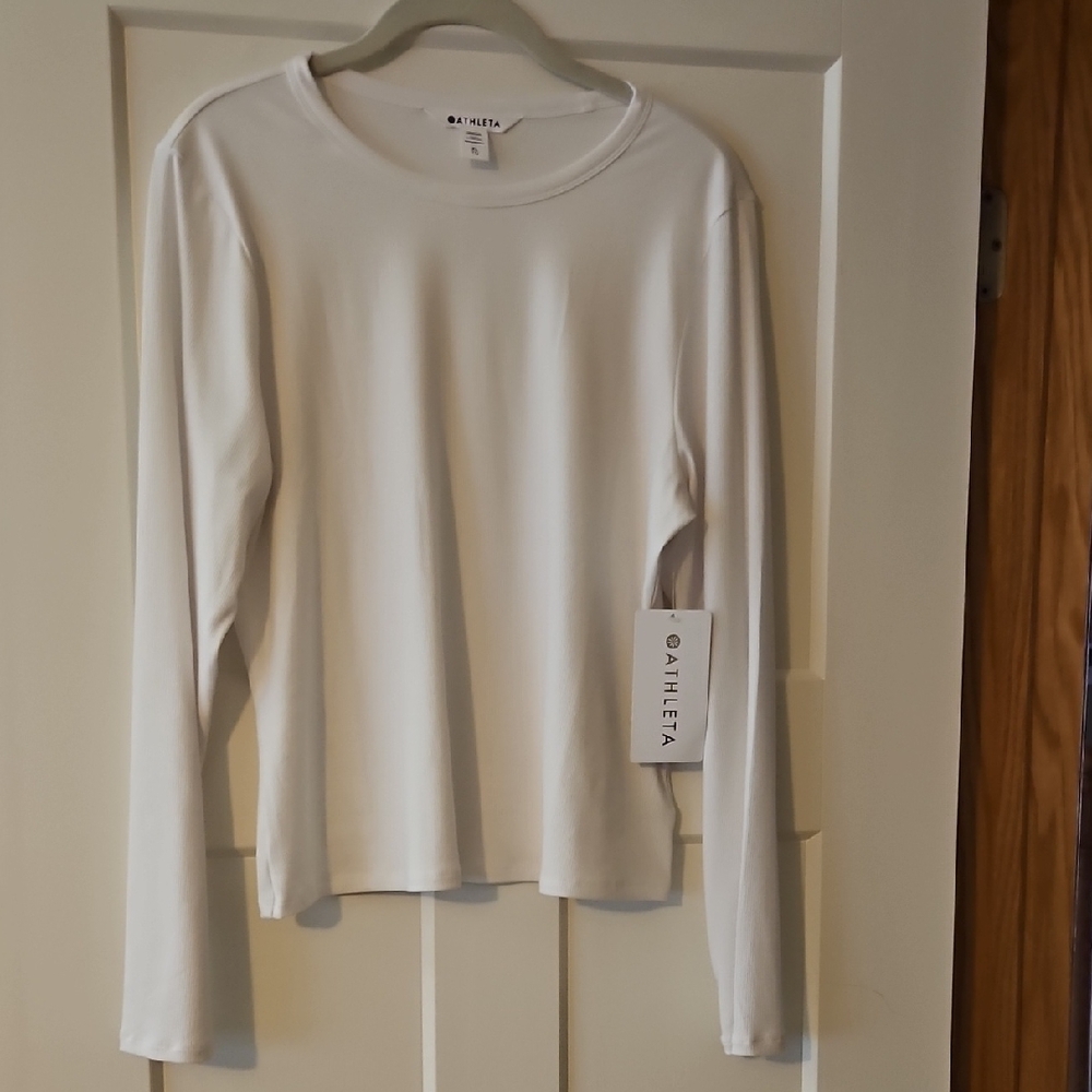 Athleta Signature Rib Crew Top XL White